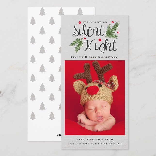 A Not So Silent Night | With Back Design Holiday Card (Front/Back)