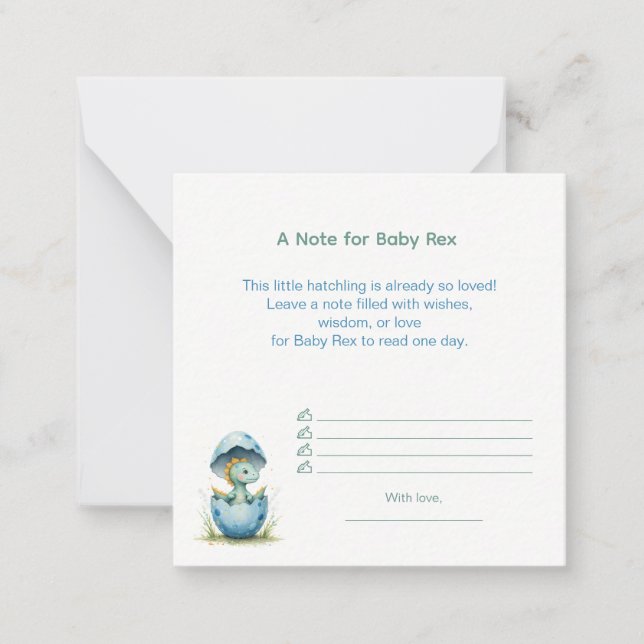 A Note for Baby Rex Dino Baby Shower for Boys (Front)