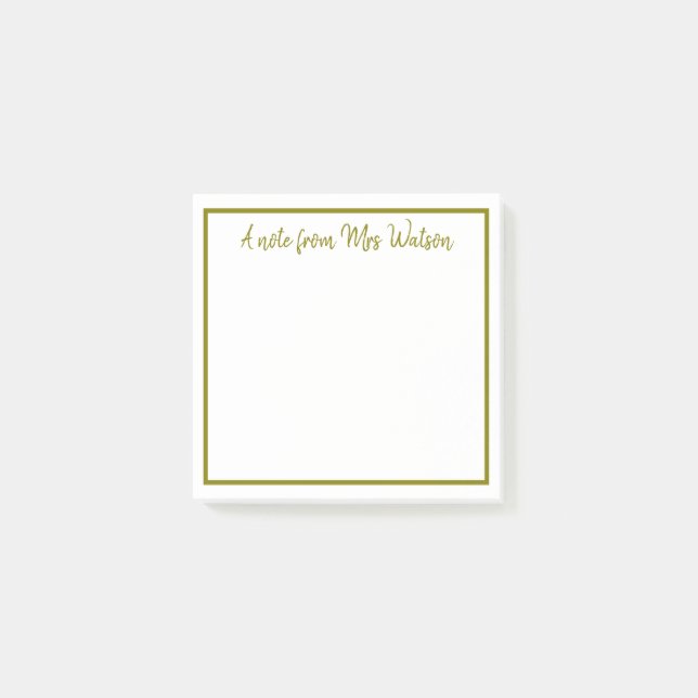 a note from add teacher name simple minimal border (Front)