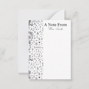 A Note From Black and White Vintage Music Note Card