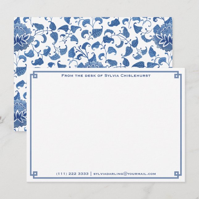 A Note From | Blue And White Chinoiserie Personal Card (Front/Back)