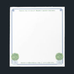 A Note From | Chic Blue Greek Key Boxwood Topiary<br><div class="desc">Elegant Greek Key corner border with boxwood topiary in a ginger jar planter. You can change the color of the border (currently a mid blue) by changing the background color of the page (to do this,  "click to personalize further" underneath where you enter your text).</div>