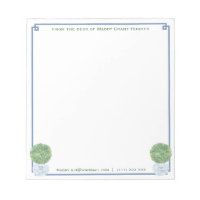 A Note From | Chic Blue Greek Key Boxwood Topiary