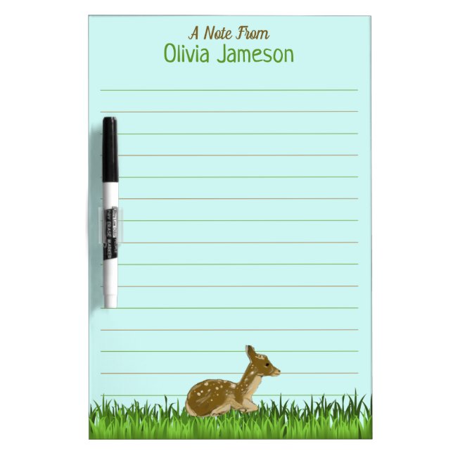 A Note from Child's Name Woodland Animal Lined Dry Erase Board (Front)
