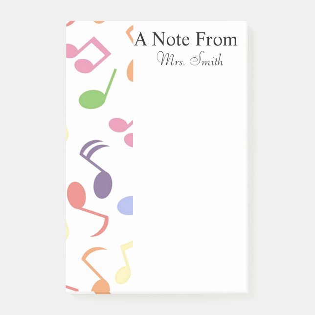 A Note From Colorful Music Note Musician (Front)