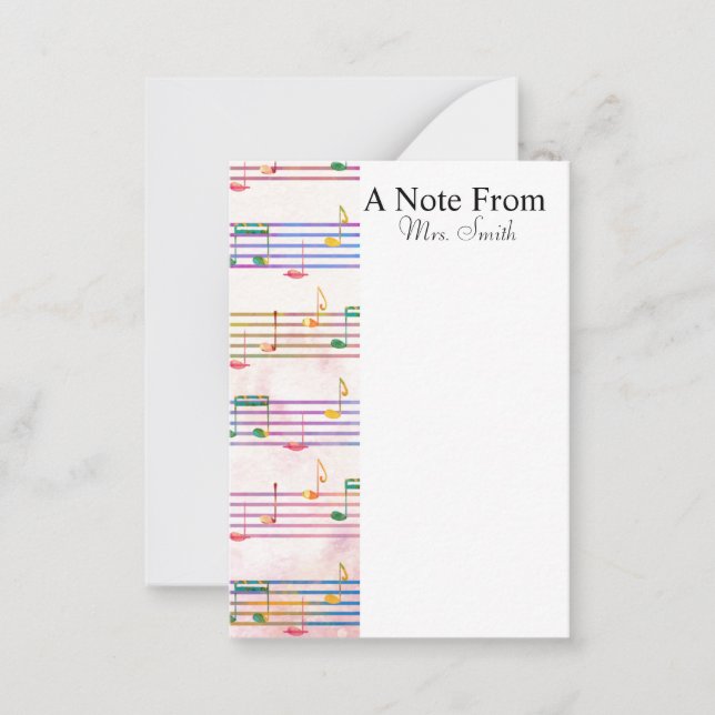 A Note From Colorful Music Note Musician Card (Front)