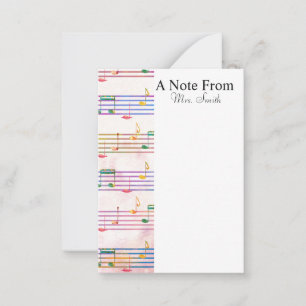A Note From Colorful Music Note Musician Card