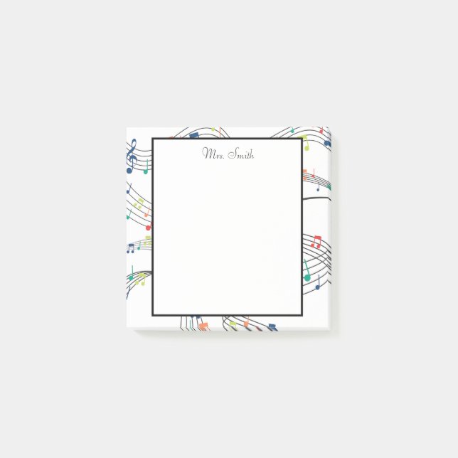 A Note From Colorful Music Note Whimsical Pattern  (Front)
