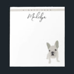 A Note from Custom Name French Bulldog DOG mom<br><div class="desc">Celebrate the special bond between a French Bulldog mom and her beloved furry friend with this personalized note pad. Designed with love, the adorable illustration captures the essence of these charming dogs, making it a perfect gift for any French Bulldog enthusiast. This note pad features a minimalist design with elegant...</div>