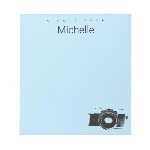 A Note from Custom Name Photographer camera blue