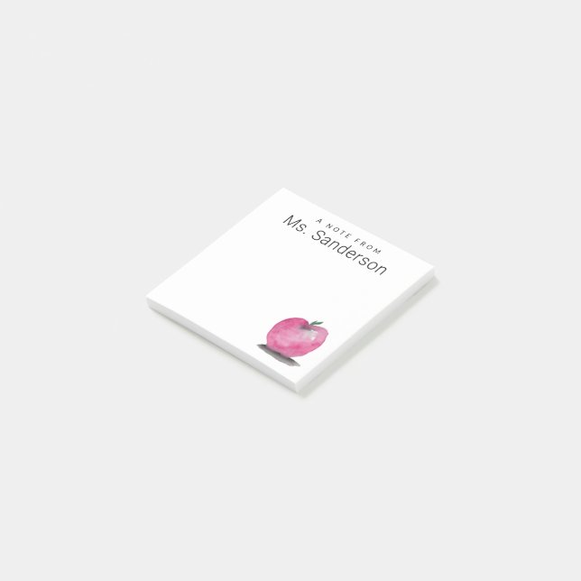 A Note from Custom Teacher Name Watercolor apple (Angled)