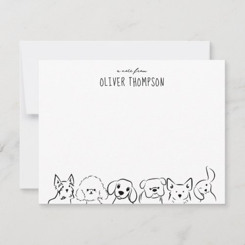 A Note From Cute Dog Animal Sketch Note Card