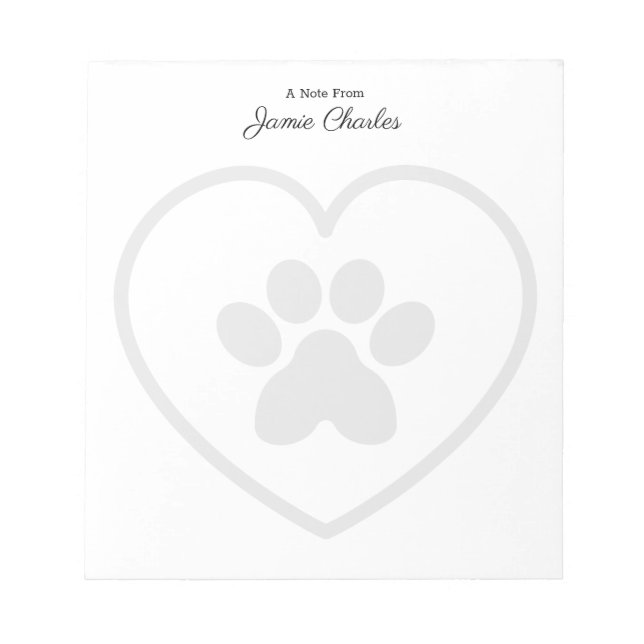 A Note From Cute Dog Paw Modern Monogram Notepad (Front)