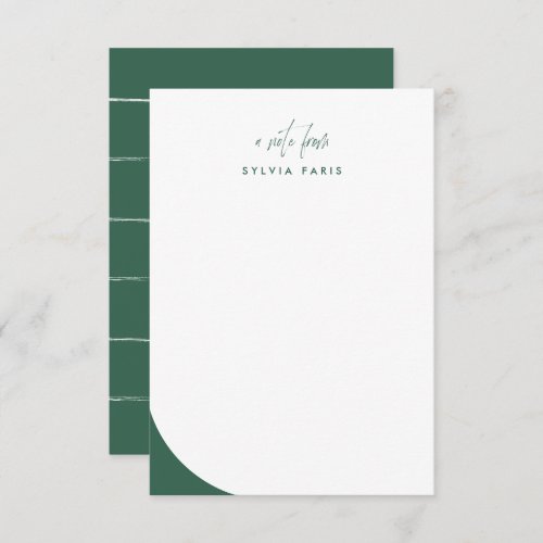 A note from modern green script personalized enclosure card