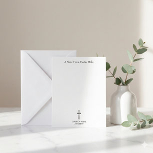 A Note From Pastor Vintage Wood Cross Church Card