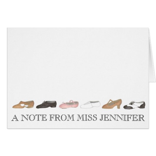A Note from Personalized Dance Studio Teacher Gift Cards (Front Horizontal)