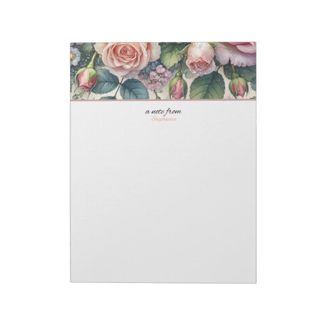 A Note From Personalized Floral Roses Notepad (Rotated)