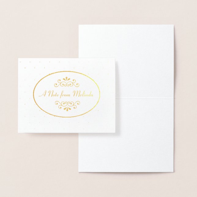"A Note From" Personalized Gold Foil Notecard Card (Display)