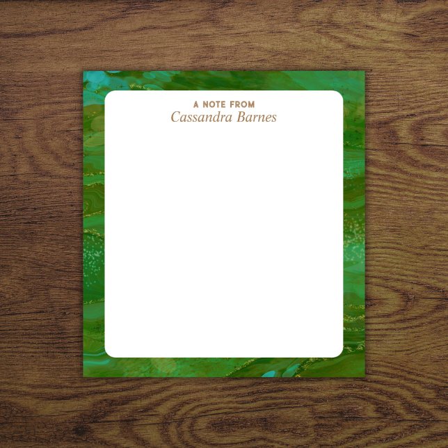 A Note From Personalized Notepad (Personalized name notepad with emerald green border.)