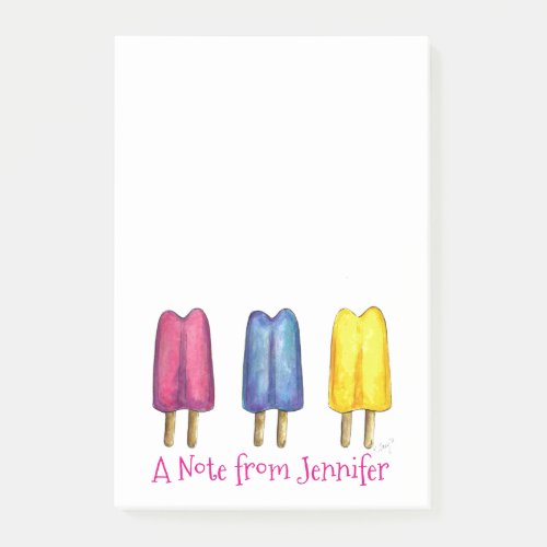 A Note From Personalized Popsicle Twin Pop Post It
