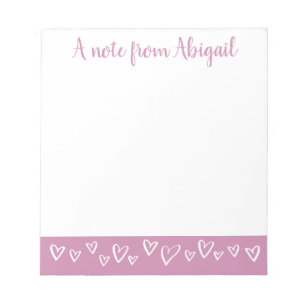 A note from Personalized Stationery Hearts Lilac