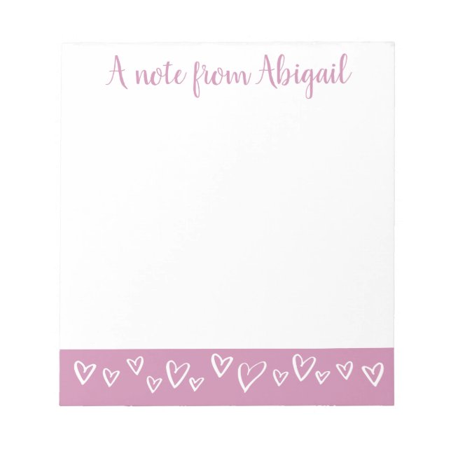A note from Personalized Stationery Hearts Lilac (Front)