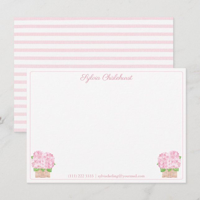 A Note From Pretty Pink Hydrangeas Baby Shower Thank You Card (Front/Back)