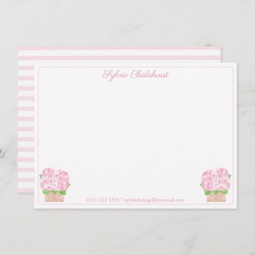A Note From Pretty Pink Hydrangeas Baby Shower Thank You Card