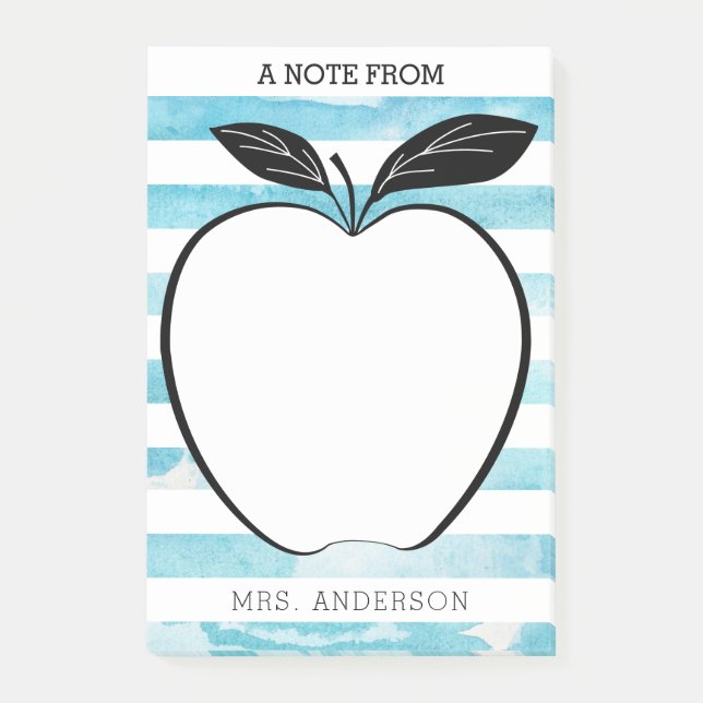 A Note From Teacher Apple & Watercolor Stripes (Front)