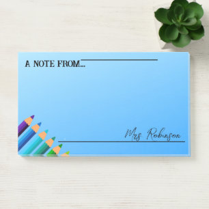 A Note From Teacher Boho Rainbow Pencil Notepad