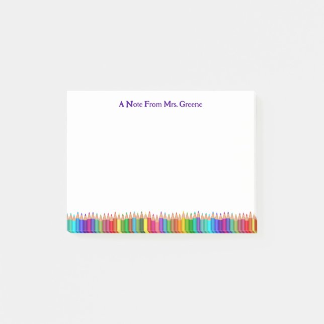 A Note from Teacher Colored Pencils Post It Note (Front)