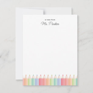 A Note From Teacher Colorful Rainbow Card