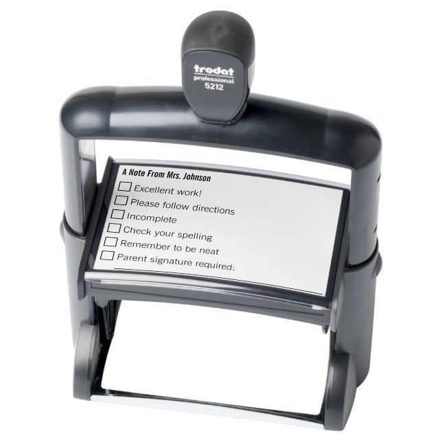 A Note from Teacher Name Checkboxes & Instructions Self-inking Stamp (Product)
