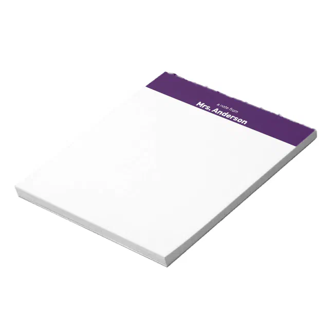 a note from Teacher Name (in Bold Font) Notepad | Zazzle