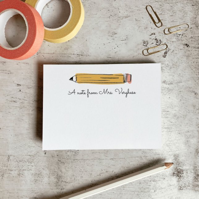 A Note From Teacher Pencil Note (A note from the teacher - Illustrated pencil custom notepad.)