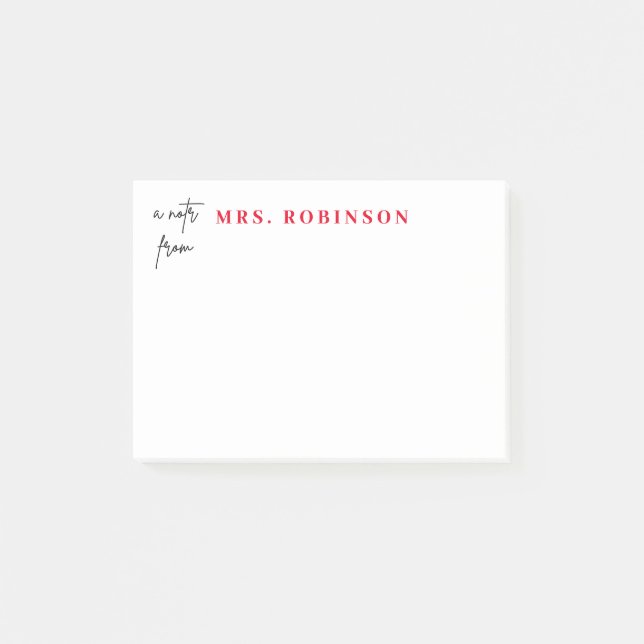 A Note From Teacher Pencil Post-it Note (Front)