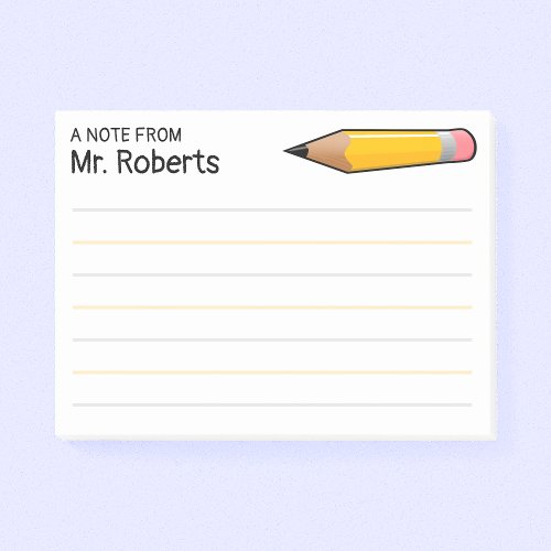A Note From Teacher with Name