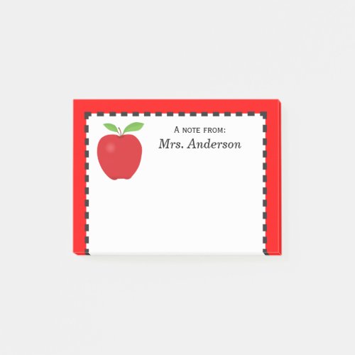 A Note From Teacher with Red Apple