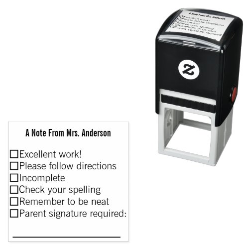 A Note From Teachers Name Text Template Self_inking Stamp