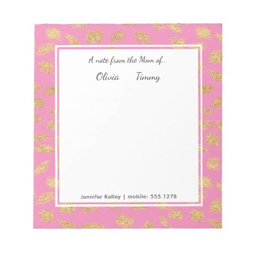 A Note From the Mom ofPink  Gold Personalized