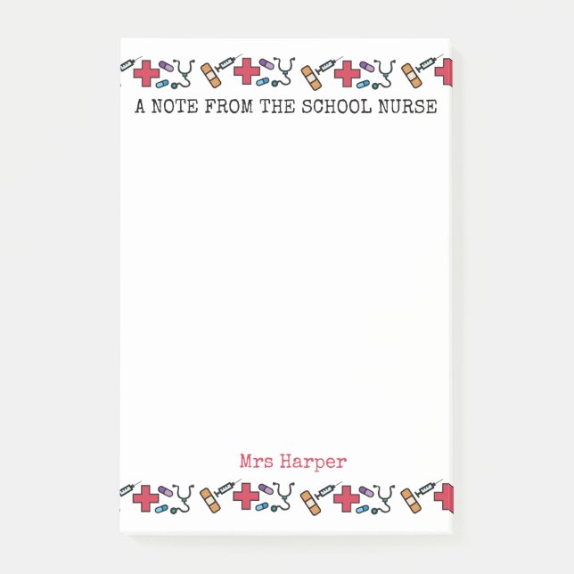 A Note From The School Nurse Personalized Cute (Front)