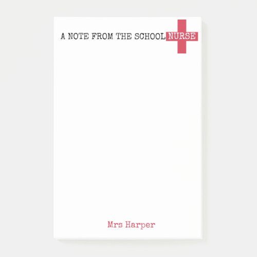 A Note From the School Nurse Red First Aid Cross