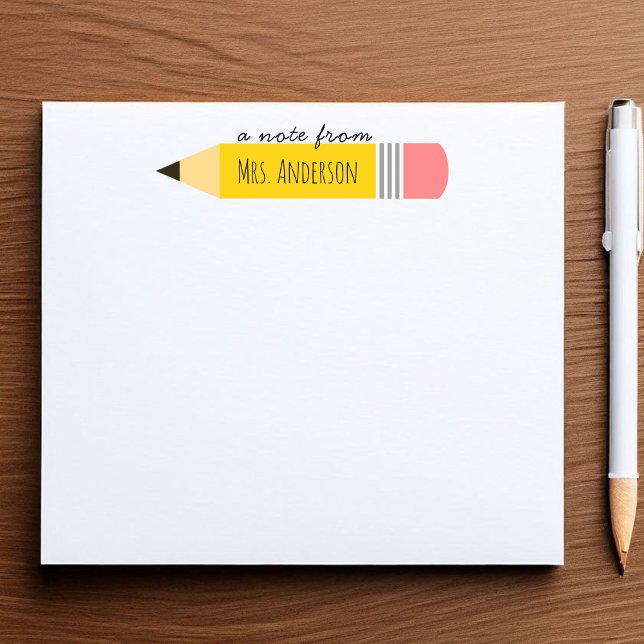 A Note from the Teacher Pencil Theme (A Note from the Teacher Appreciation Gift Personalized)