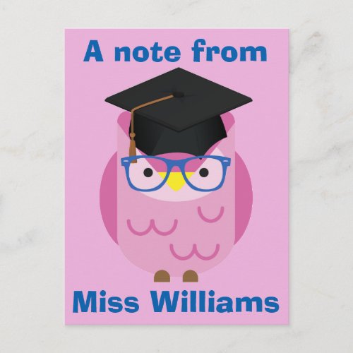 A note from the Teacher Purple Owl Postcard