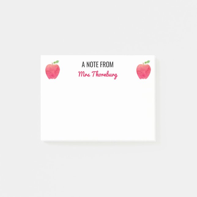 A Note From the Teacher Red Apples Cute (Front)