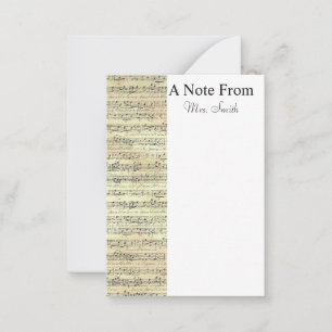 A Note From Vintage Sheet Music Note Musician Card