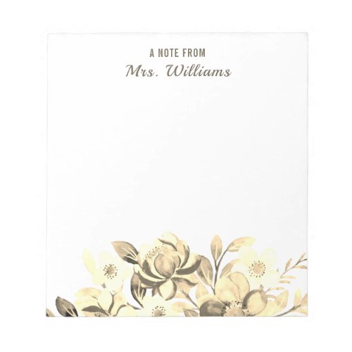 A Note From Watercolor Flowers Floral Custom Name