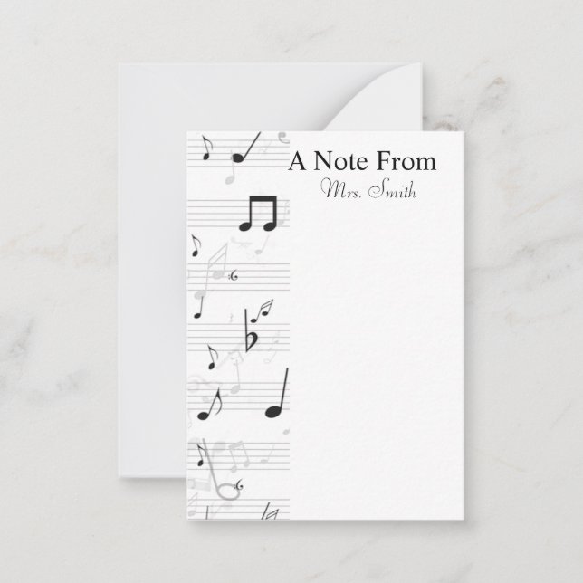 A Note From Whimsical Music Note Musician Card (Front)