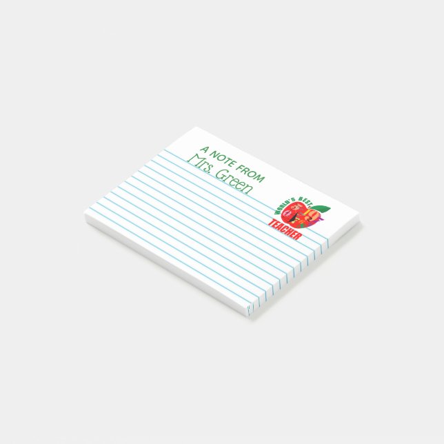 A Note From Worlds Best Teacher Personalized Apple (Angled)