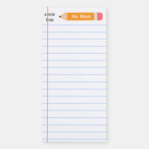 A note from yellow pencil... teaches gift magnetic notepad